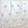 Rideau pastoral rose fleur broderie rideaux transparents pour filles chambre Vintage dentelle florale rideaux fenêtre traitement décoration