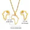 Halsband Small African Outline Map Halsband Studörhängen Set 14k Yellow Gold Africa Map Smyckesparty Set