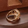 Cluster Rings SYOUJYO 585 Gold Color Glossy Big Size For Men Openwork Chevron Daily Easy Matching Trendy Jewelry