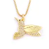 Nouveau Style Punk mignon Animal oiseau forme brillant cristal Zircon pendentif 14k or jaune collier femmes Design créatif bijoux beau cadeau