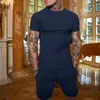 Mens camiseta shorts conjunto de esportes masculinos lazer ajuste fino conjunto de roupas de verão 240205