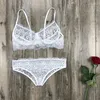 Soutien-gorge Ensembles 2024 Sexy Cils Dentelle Soutien-Gorge Ensemble Dames Bralette Push Up Lingerie Slips Femmes Profonde V Croix Dos Transparent G-string