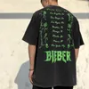 Men's T-Shirts Vintage Bieber BIEBER Purpose Tour Short sleeved VTG Worn Washed High Street T-shirt