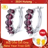 Hoepel oorbellen natuurlijke Rhodoliet granaat Sterling zilveren clip oorbel 6 karaat echte Rose vrouwen klassieke romantische S925 fijne sieraden