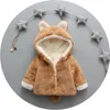 Bonito orelhas de gato de pelúcia jaqueta do bebê natal princesa meninas casaco outono inverno quente com capuz crianças outerwear criança menina roupas 240122