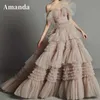 Amanda Champagne Evening Dress Multilayer Prom Dress Luxury Ball Gown Party Dress Princess 240201