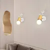 Wandlamp Nordic Modern Blaker Gewei Licht Metaal Hout Bedlampjes Voor Slaapkamer Woonkamer Keuken Binnenverlichting
