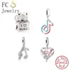 Loose Gemstones FC Jewelry Fit Original Charm Bracelet 925 Silver Microphone And Music Treble Bass Clef Note Bead For Making Love Berloque