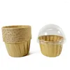 Bakning formar 50st Cake Cup Lock Transparent Plastic Cupcake Wedding Protection Hat (endast ingen kopp)