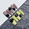 Yanlış Tırnaklar Emmabeauty Matcha Koyu Kahve El Boyalı Çıkarılabilir Yeniden Kullanılabilir Yüksek Kaliteli El Yapımı Tırnaklar. NO.C699