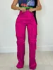 Pantaloni da donna in autunno con cerniera pantaloni cargo gotici da donna sexy multitasche sul davanti stile safari dritto night club pantaloni larghi