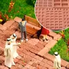 Estatuetas decorativas vermelho mini tijolo molde de silicone material de construção telha modelo molde construção fazendo casa artesanal em miniatura