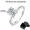 Smyoue 18K Plated 2/3CT Diamond Ring for Women Oval Fancy Cut Bridal Sets Solitaire Wedding Promise Band 925 Silver 240124