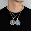 En gros personnalisé Po pendentif mémoire médaillons rotatif double face photo collier Hip Hop glacé bijoux cadeau personnalisé 240119