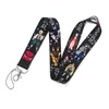 19colors demon slayer Keychain ID Credit Card Cover Pass Mobile Phone Charm Neck Straps Badge Holder Keyring Accessories