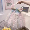 Vestidos de menina varejo bebê meninas fada borboleta malha vestido princesa crianças bonito festa aniversário feriado 1-8 t