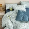 Ins Style Floral Duvet Cover Set Flat Sheet Pillowcases No Filling Twin Single Queen Size Boys Girls Bedding Linen 240131