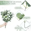 Flores decorativas 90/180pcs 3 tipos mistos de folhas de eucalipto hastes em massa artificial spray de vegetação falsa para decoração de vaso de casamento