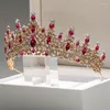 Hårklämmor itacazzo brudhuvudbonader med en rödfärgad damer utsökt bröllopskrona Grand Queen Tiaras