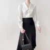 Damesblouses Chiffon shirts voor dames Vintage lange mouwen op maat gemaakte kraag Casual Koreaanse stijl enkele rij knopen uit één stuk blouse tops