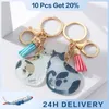 Keychains 1pair Acrylic Cat Hedgehog Cartoon Animal Personalized Matching Couple Key Chains For Bag Car Keys Ring