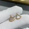 Stud Earrings High-quality Rose Gold Triangle Fan-shaped Skirt Women's Temperament Fashion Luxury Brand High-end Jewelry Party Gift