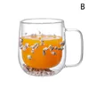 Tasses 1 pièce créative double paroi tasse en verre tasse avec fleur sèche escargot de mer conques paillettes remplissages pour café jus lait