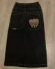JNCO Jeanse Streetwear Retro Skull Wzór haftowane luźne mody mężczyźni kobiety harajuku hip hop gotyczne szerokie spodnie spodnie 240201