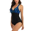 Women's Swimwear One Piece For Women Sexy V Neck Slimming Swimsuit Spaghetti Strap Backless Print Summer Beach Wear