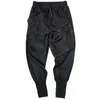 Damenhose Taktische funktionale Cargohose Männer Hip Hop Streetwear Elastische Taille Jogger Unregelmäßige Multi-Pocket-Hose Schwarz WB520