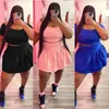 Ensemble deux pièces de couleur unie, grande taille, tenue pour femmes, haut court, Mini jupe plissée, Sexy, ensemble assorti, vente en gros, goutte 240127