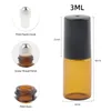 Storage Bottles 50Pcs 1ml 2ml 3ml Amber Thin Glass Roll On Bottle Sample Test Essential Oil Vials With Roller Metal Ball Makeup Tools