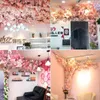 Flores decorativas artificial flor de cerejeira árvore flor de seda primavera diy bonsai arco adereços de casamento arranjo de decoração de escritório em casa