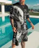 Herrspårskläder Set Summer Outfit 3D Printed Fire Engine Design Man Tshirt Suits Casual Overized Sport 2 Piece Sportwear