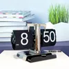 Tischuhren Retro Home Flipping Clock Desktop Mechanische Automatik Multifunktional mit Lagerung und Sitz