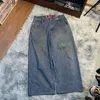 Men's Jeans Y2K Hip Hop Rock Multi Pocket Printed Harajuku Retro High Waist Casual 2024 Fashion Straight Leg Wide