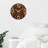 壁の時計素朴な木製時計モダンな12インチと暗い数の数のサイレントホームデコレーションミュートルーム