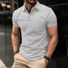 Verkauf Männer Kurzarm Polo Shirt Drehen Unten Kragen Taste Reine Farbe Top Polo Shirt Sommer Casual Komfort Herren Kleidung 240126