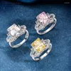Pierścienie klastra luksusowe kobiety dzwonią czyste 925 srebrne srebrne kwadratowe kwadratowe akcesoria biżuterii rocznicowy prezent dla dziewczynki