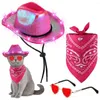 Одежда для собак, ковбойский костюм для домашних животных, стильный комплект со светодиодной подсветкой, шляпа с сердечками, линзы, очки, повязка на шею на шнуровке для кошек, собак