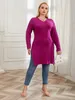 Женские свитера больших размеров с боковым разрезом, вязаные однотонные джемперы с длинными рукавами, большие размеры, зимний осенний женский пуловер, одежда 240124