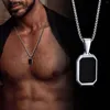Pendant Necklaces Vnox Geometric For Men Stainless Steel Rectangle Square With Box Chain Sport Boy Collar