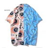 Hip Hop chemises pour hommes Streetwea hawaïen feu crâne chaîne Harajuku plage chemise été hauts à manches courtes