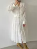 Casual Dresses Korean Fringe For Women Elegant 2024 Spring French Style V-Neck Design Zipper Slim Bubble Sleeves Classic Dress Z4681