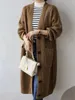 Cardigan tricoté à manches longues et col en V pour femme, pull décontracté, Vintage, à la mode, haut, automne et hiver, 2024
