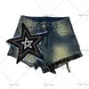 Shorts femininos 2024 tendência retrô gótico kawaii estrelas anime sexy mulheres y2k rua moda harajuku solto botão casual jeans curto