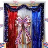 Party Decoration American Independence Day Backdrop Red White Blue Rain Curtain Background Arrangement Pos Props