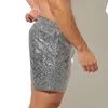 Pantaloncini da uomo Pantaloni da spiaggia con stampa metallizzata Paillettes da palestra con coulisse in vita elastica per esercizi morbidi da jogging fitness ad asciugatura rapida