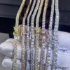 Hiphop smycken GRA-certifikat S925 3mm 4mm 5mm 6,5 mm VVS D Color Diamond Moissanite Tennis Chain Necklace