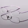 Lunettes de soleil Cadres 55-17-142 Lunettes pour femmes Pure Titanium Semi-Rimless Métal Grand cadre Myopie Ligne Prescription personnalisée